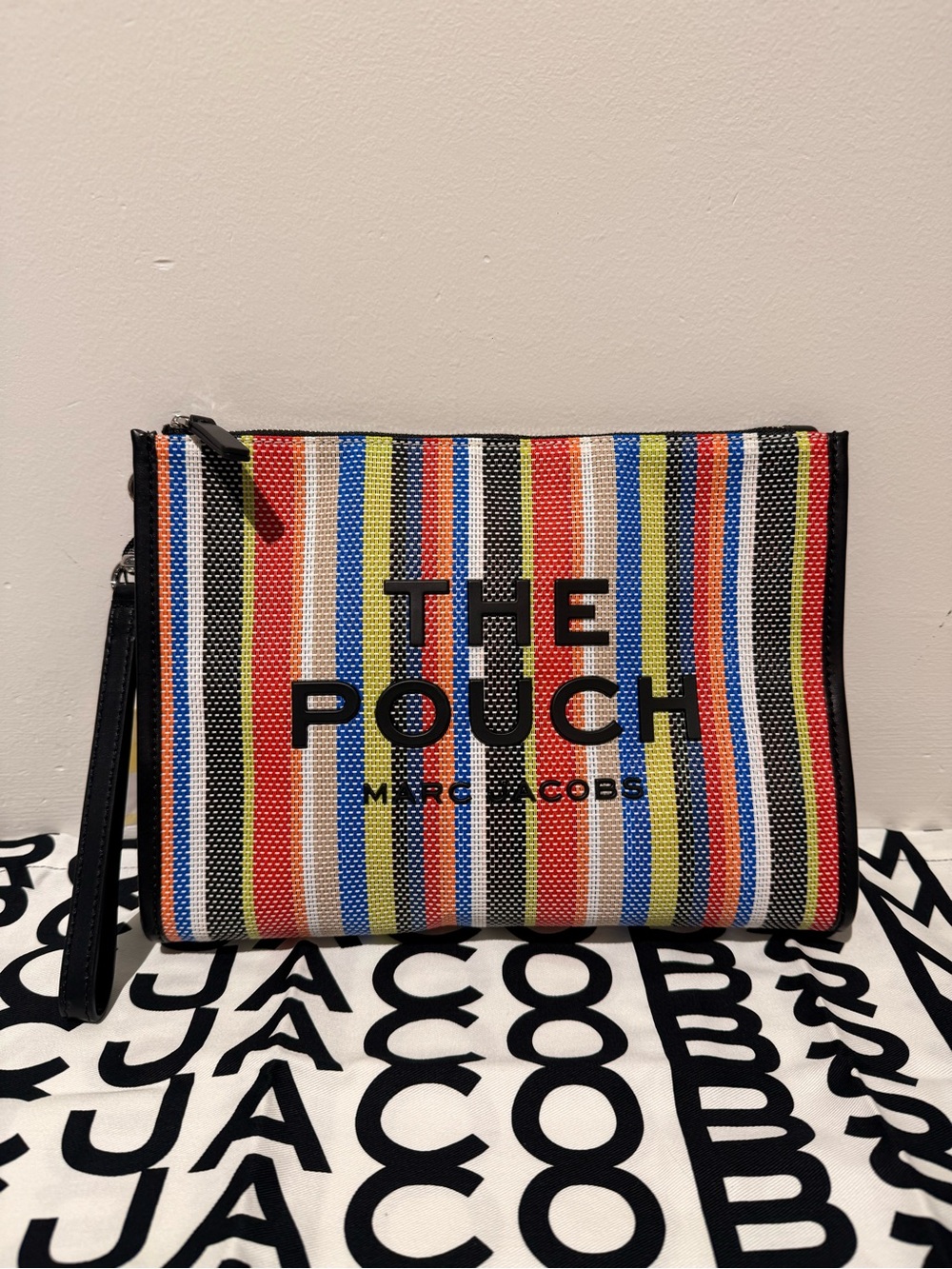 NWT Marc Jacobs THE STRIPE MESH LARGE POUCH